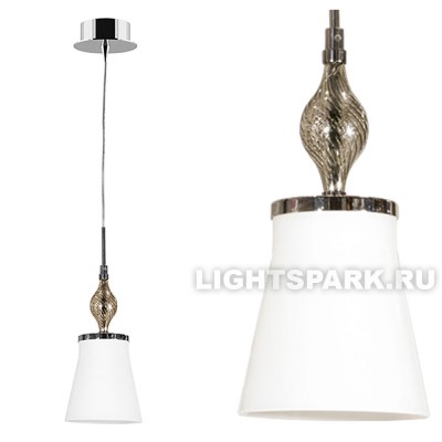 Светильник подвесной Lightstar ESCICA 806010 хром, белый плафон и янтарный декор