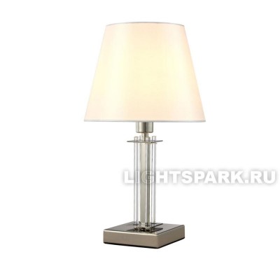 Лампа настольная Crystal Lux NICOLAS LG1 NICKEL/WHITE никель, прозрачный, серебряный, в стиле модерн