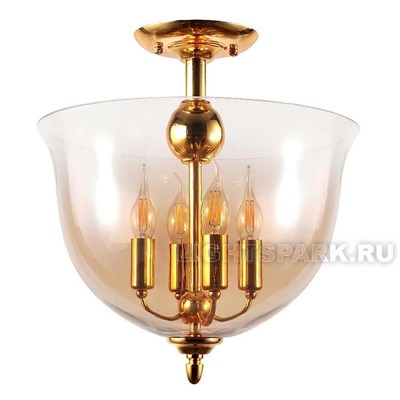 Потолочный светильник Crystal lux ATLAS PL4 GOLD золотое основание и янтарный плафон